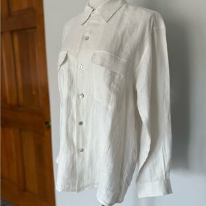 Vintage Henri Bendel linen women’s button down shirt cream coastal grandmother